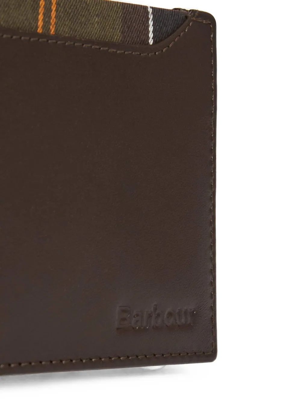 Barbour Leren portemonnee met tartan-afwerking Bruin