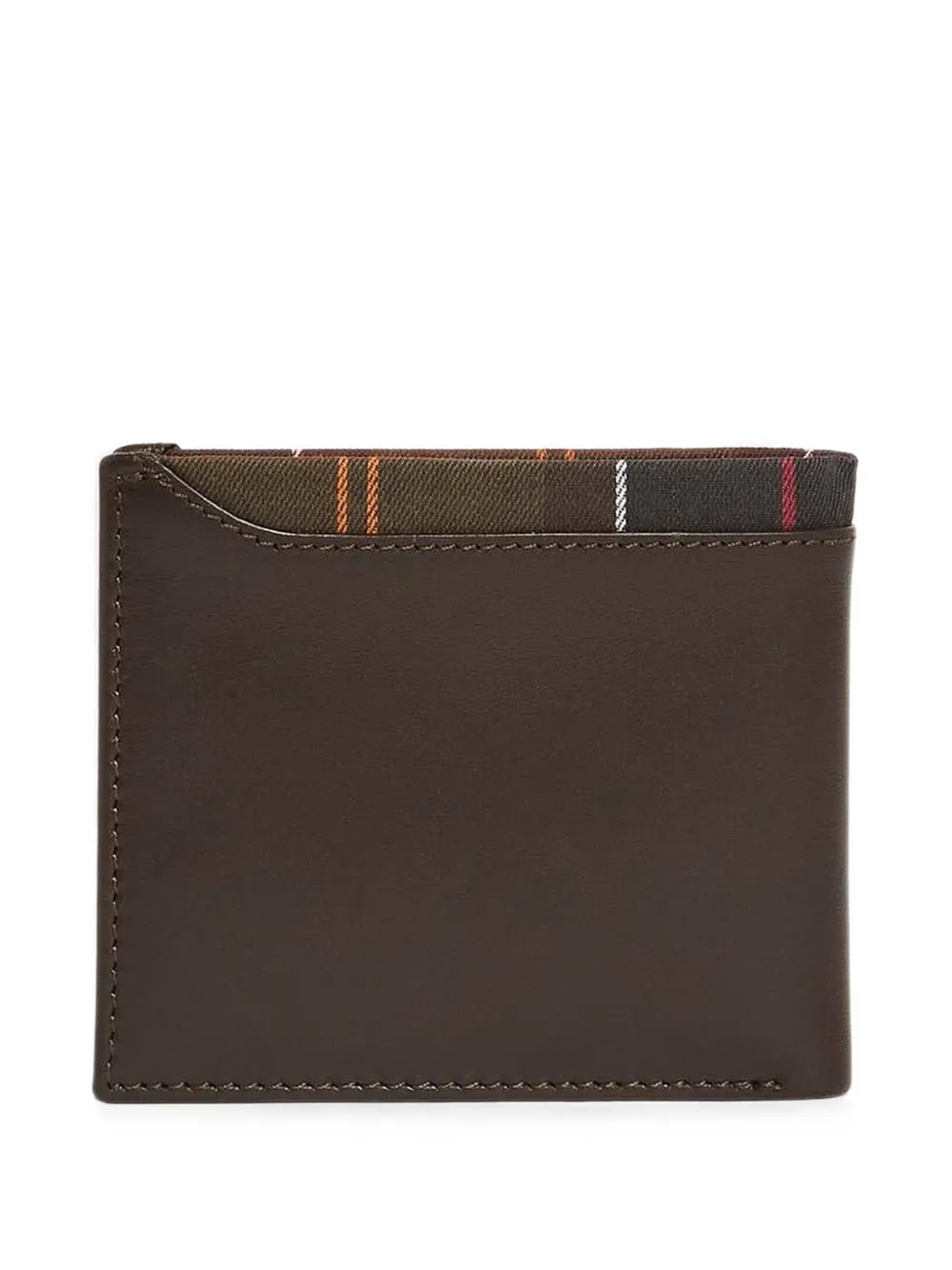Barbour Leren portemonnee met tartan-afwerking Bruin