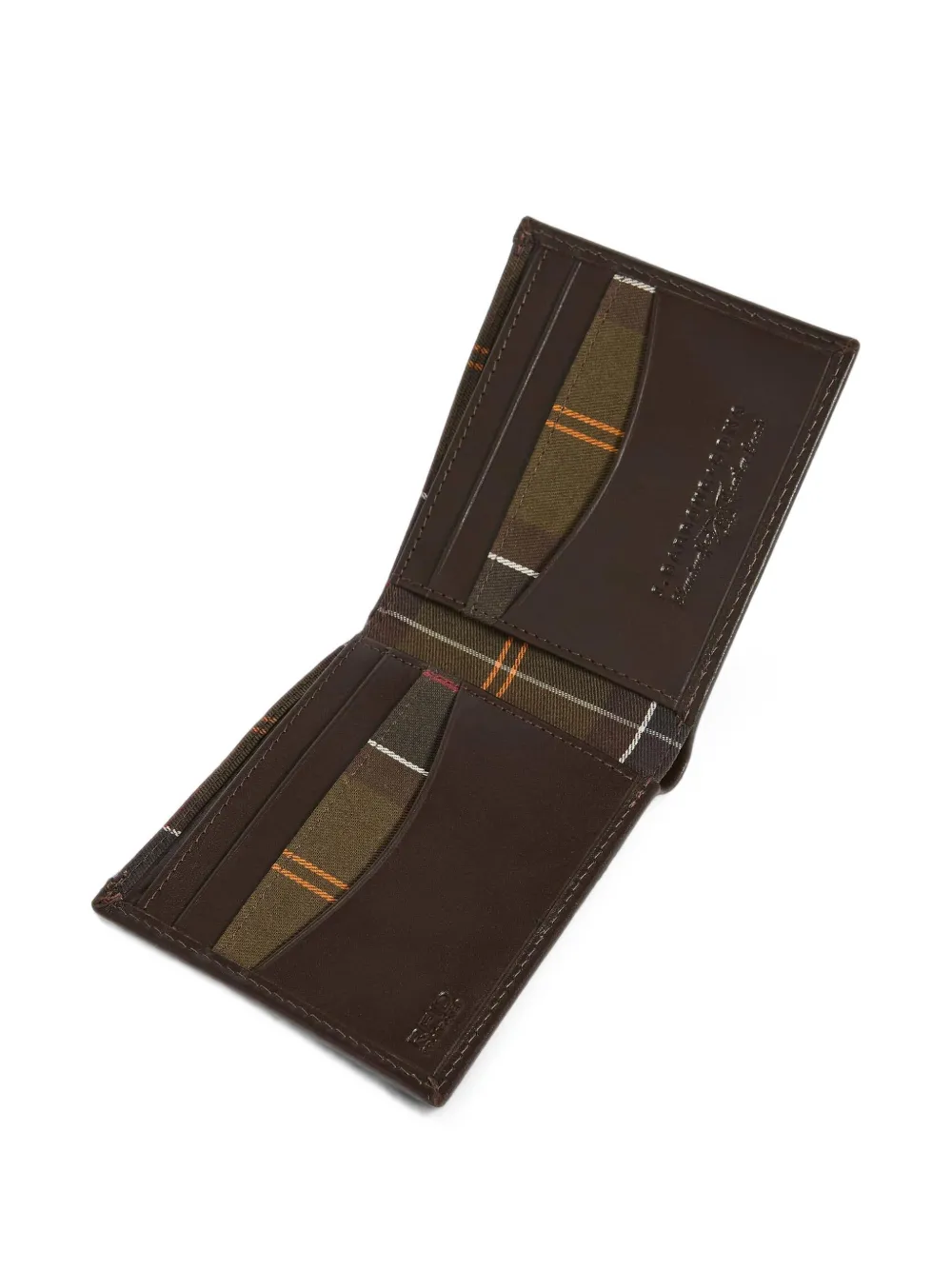 Barbour Leren portemonnee met tartan-afwerking Bruin