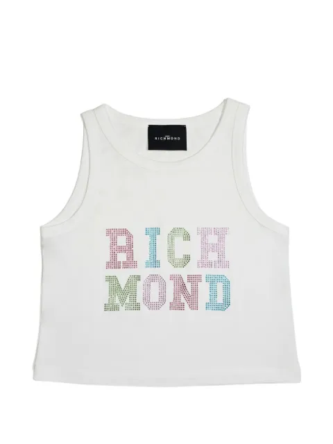 John Richmond Junior rhinestone-logo vest top