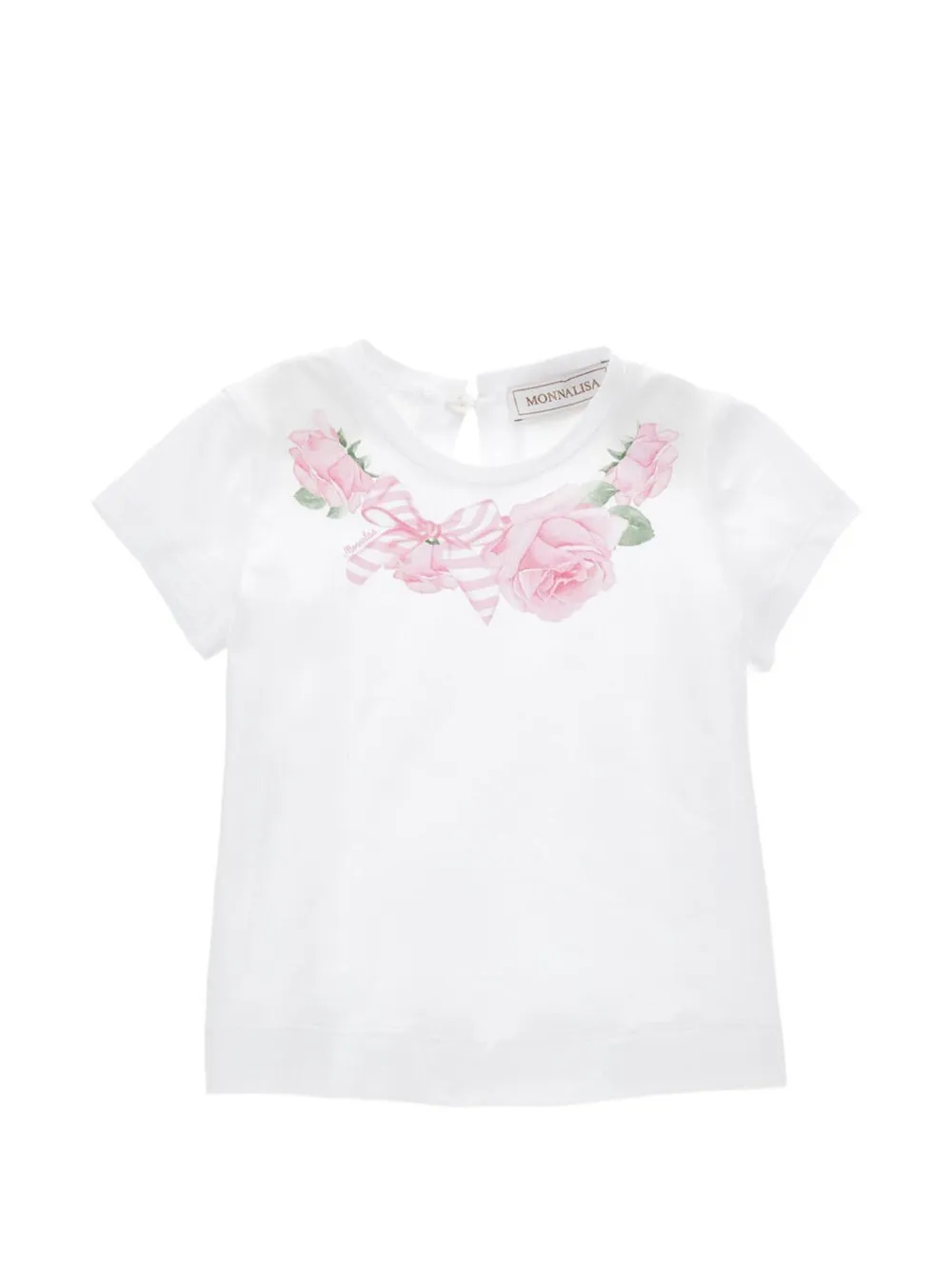 Monnalisa floral-print bow-motif T-shirt - Bianco