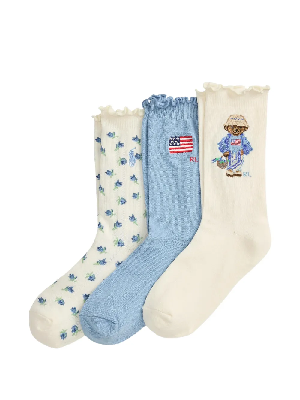 POLO RALPH LAUREN KIDS Polo Bear crew sock 3-pack - Toni neutri