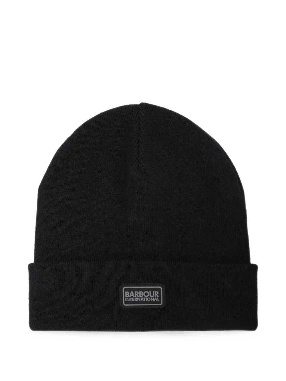 Barbour International logo-patch knit beanie hat