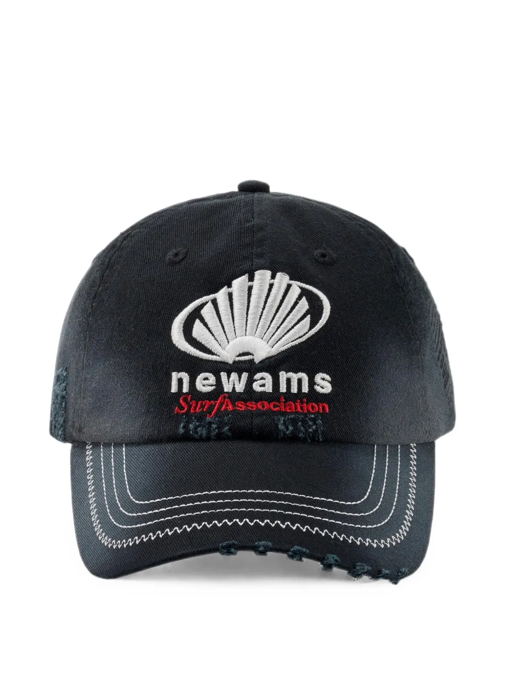 NEW AMSTERDAM distressed logo-embroidered cap · One Size