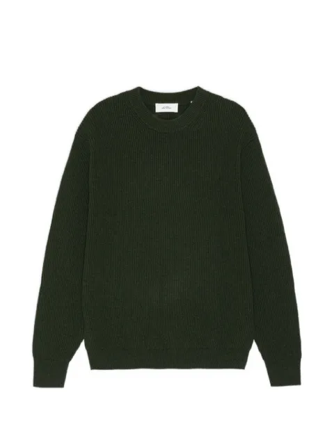Les Deux Crewneck Knit Wool Rib Knit Rosin Green