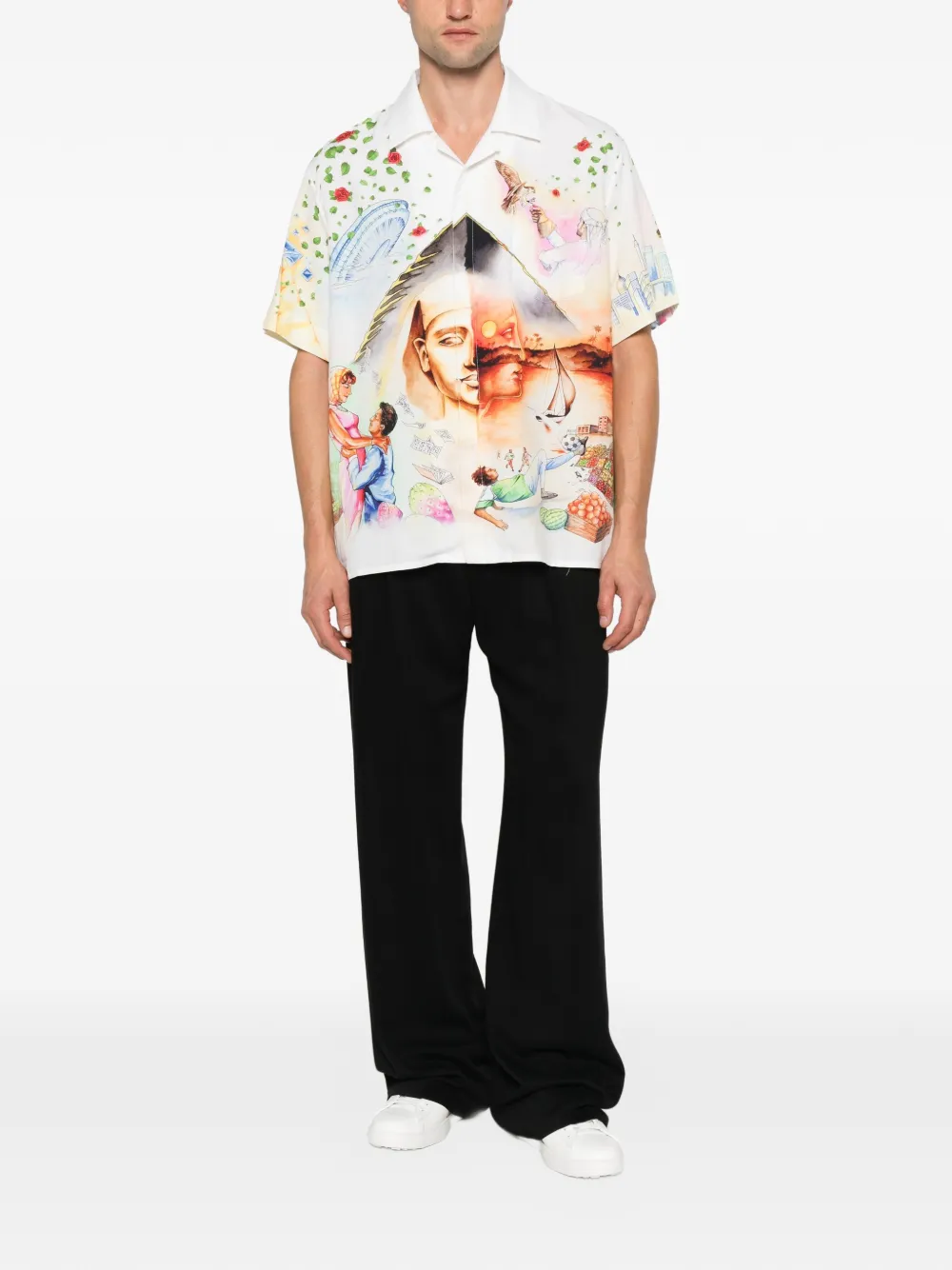 Casablanca short-sleeve buttoned shirt Wit