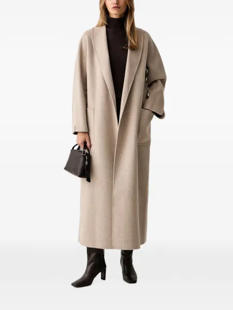VICOLO belted shawl-collar coat