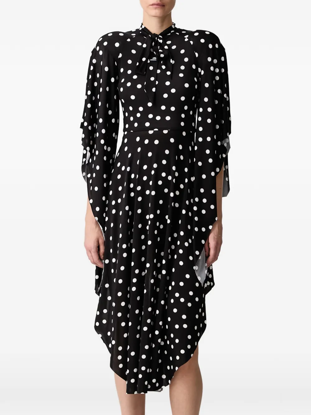 VETEMENTS Jurk met asymmetrische zoom en stippen Zwart