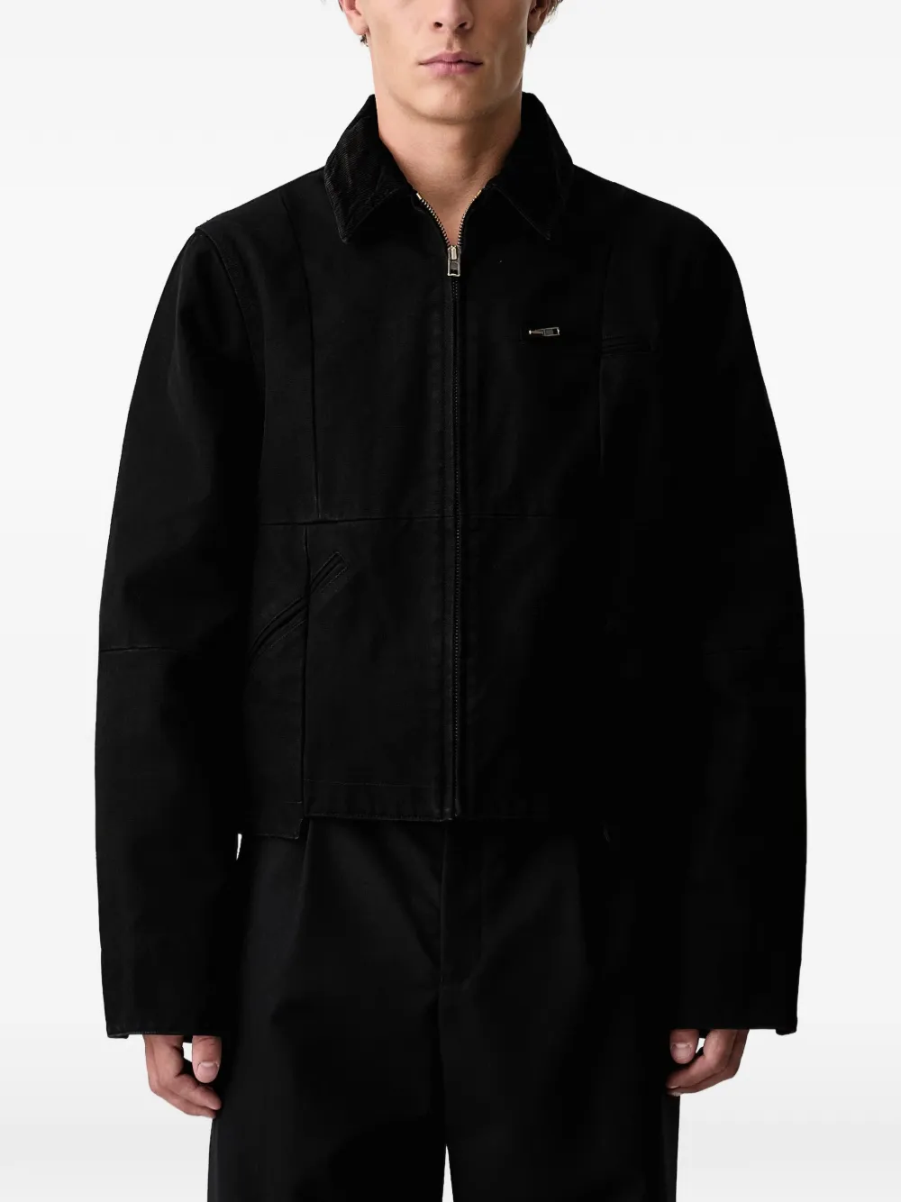 VETEMENTS faux-fur trim corduroy-collar jacket - Nero