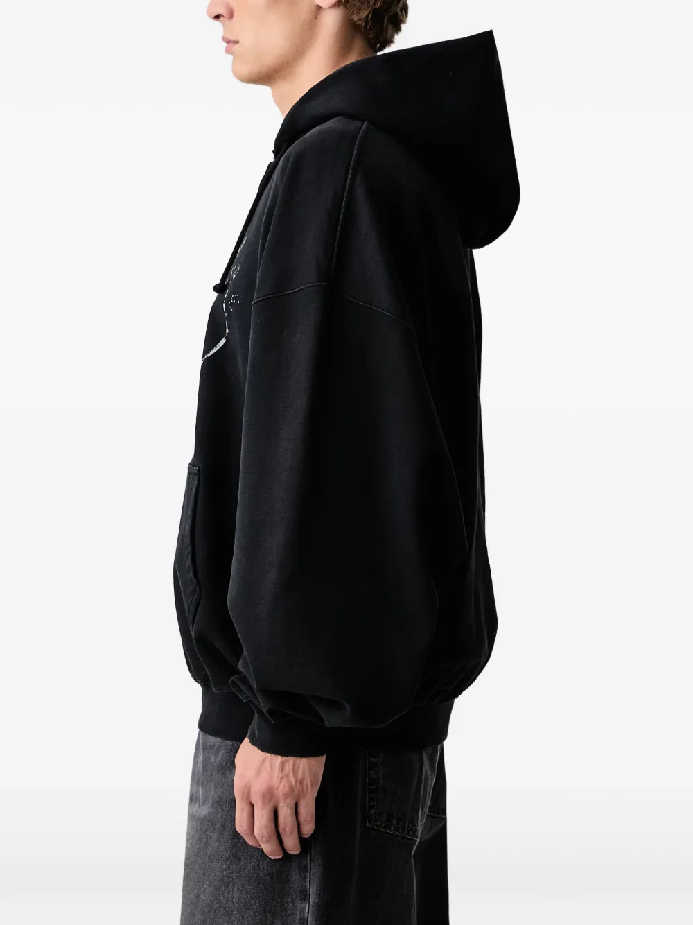 VETEMENTS Hoodie met verwassen effect en grafische print Zwart