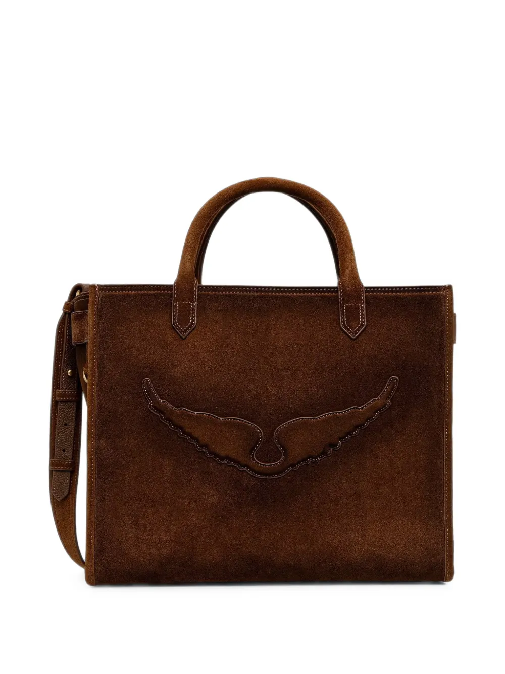 Zadig&Voltaire Wings-patch suède shopper Bruin