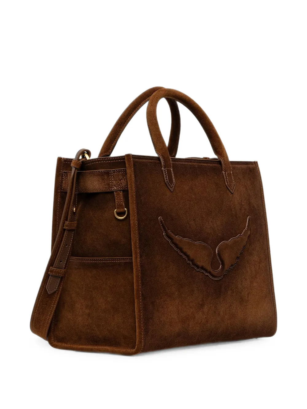 Zadig&Voltaire Wings-patch suède shopper Bruin