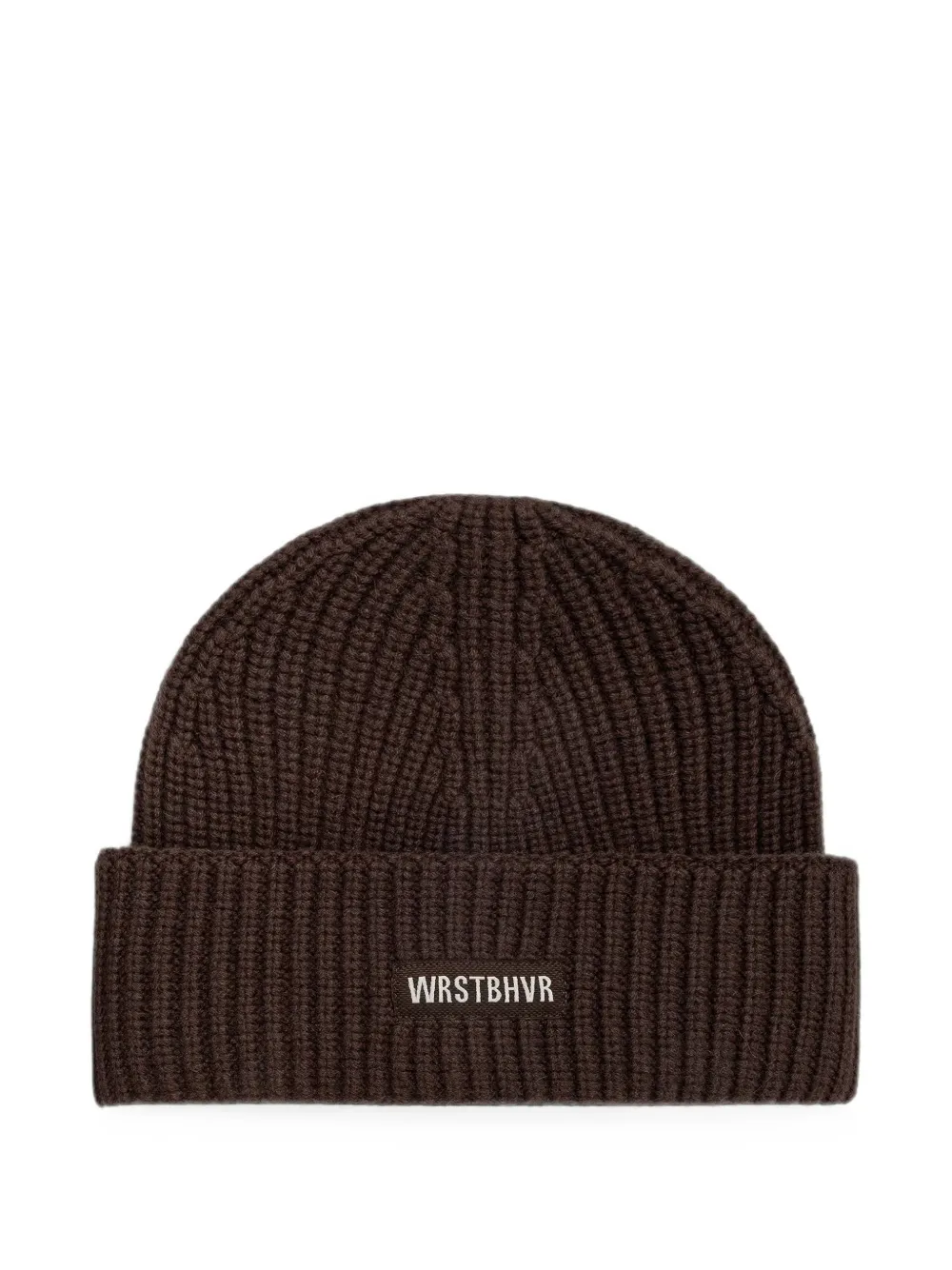 WRSTBHVR logo-patch ribbed-knit beanie hat