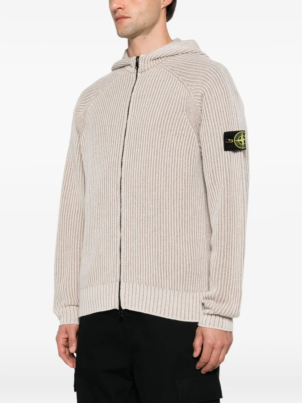 Stone Island Ribgebreid vest Beige