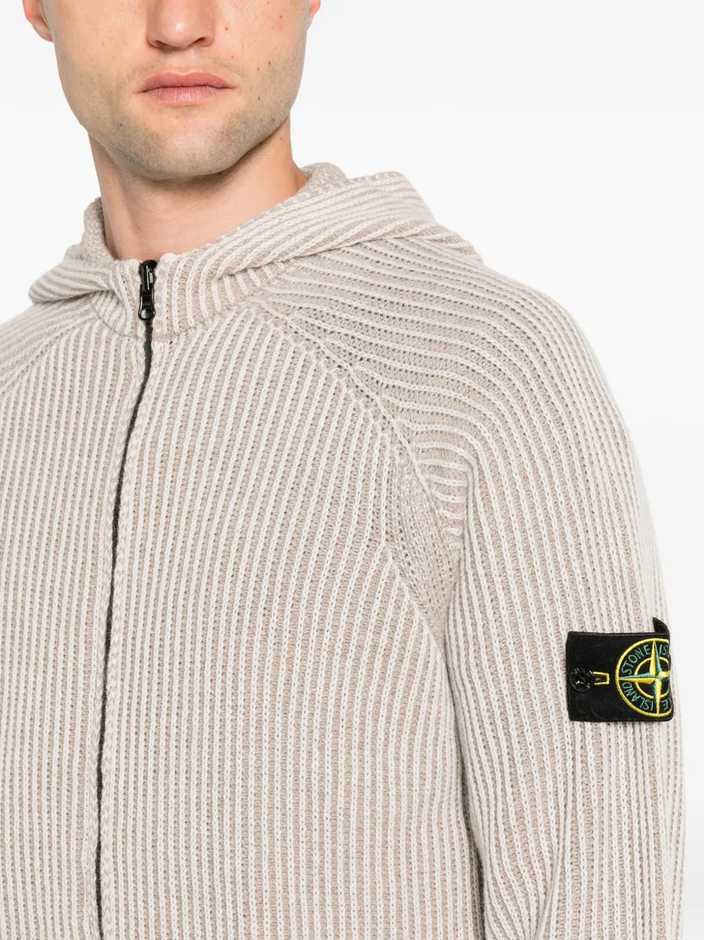 Stone Island Ribgebreid vest Beige