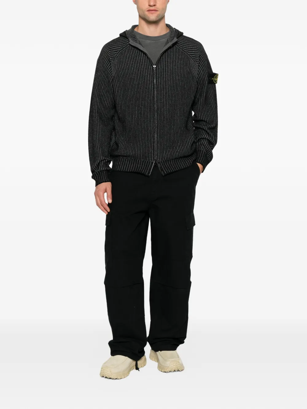 Stone Island Ribgebreid vest Zwart