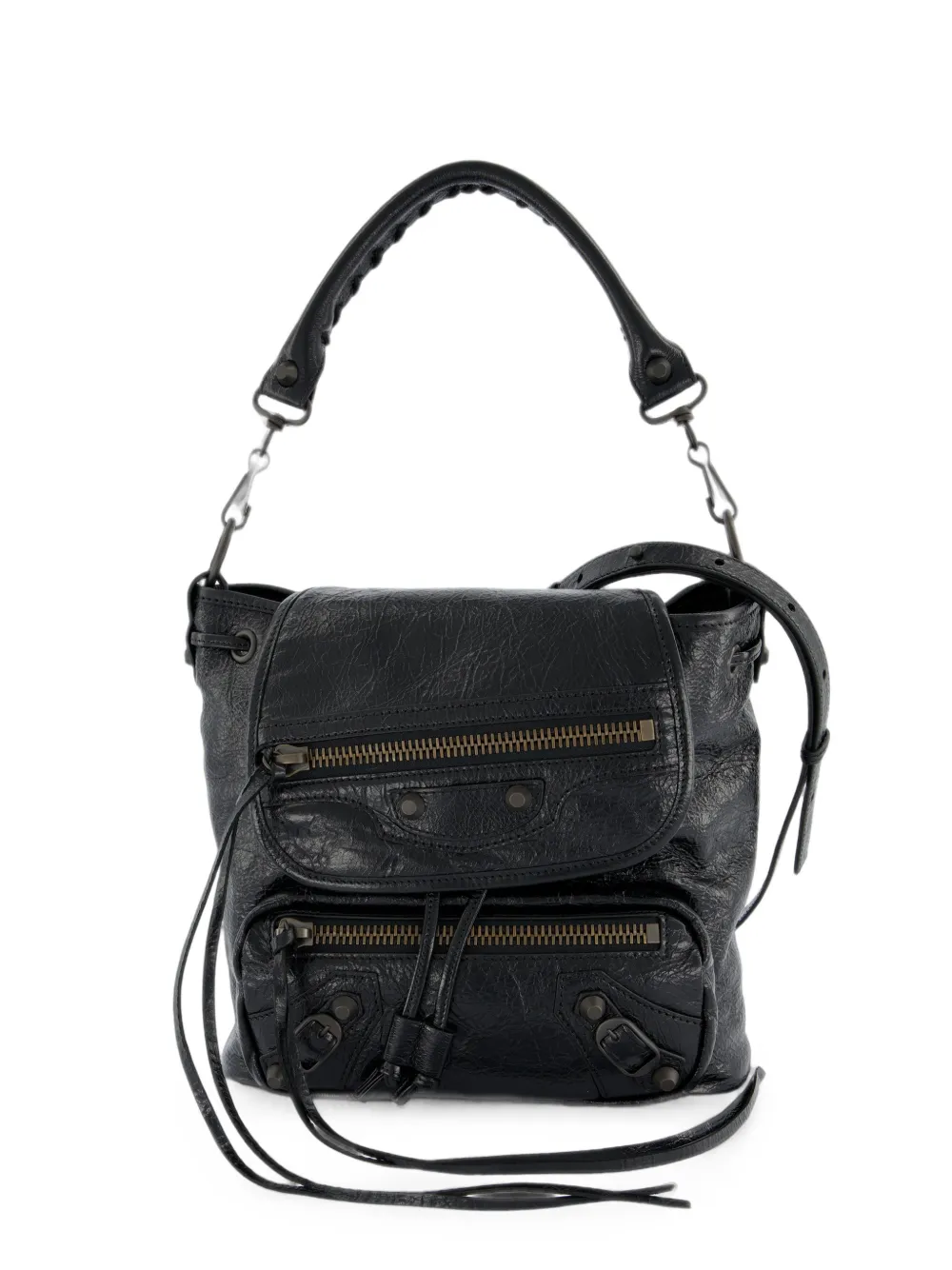 Balenciaga Small Le City crinkled-leather backpack - Nero