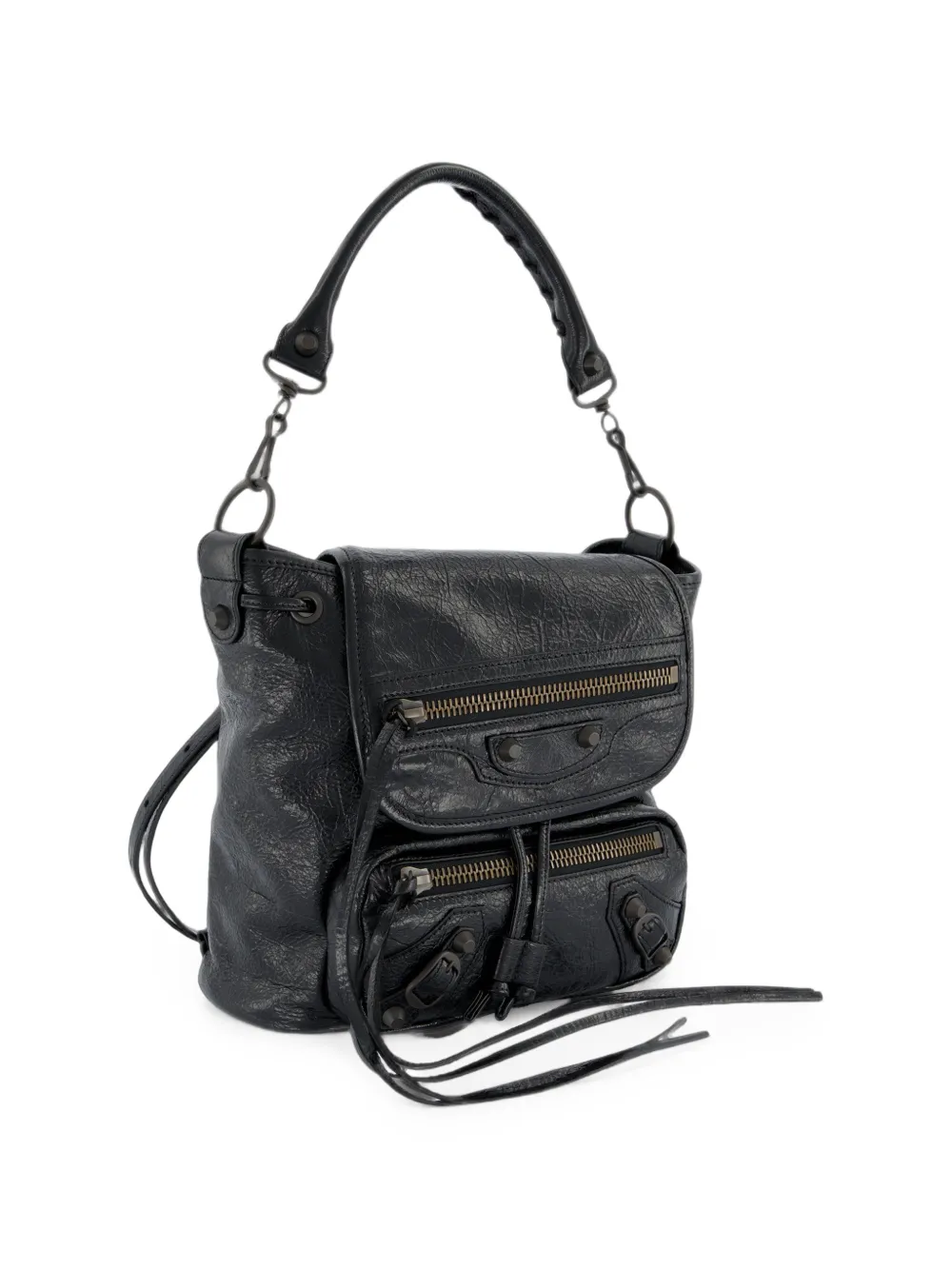 Balenciaga Kleine Le City rugzak van gekreukt leer Zwart