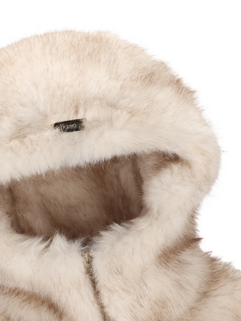 Herno Hoodie van imitatiebont met rits Beige