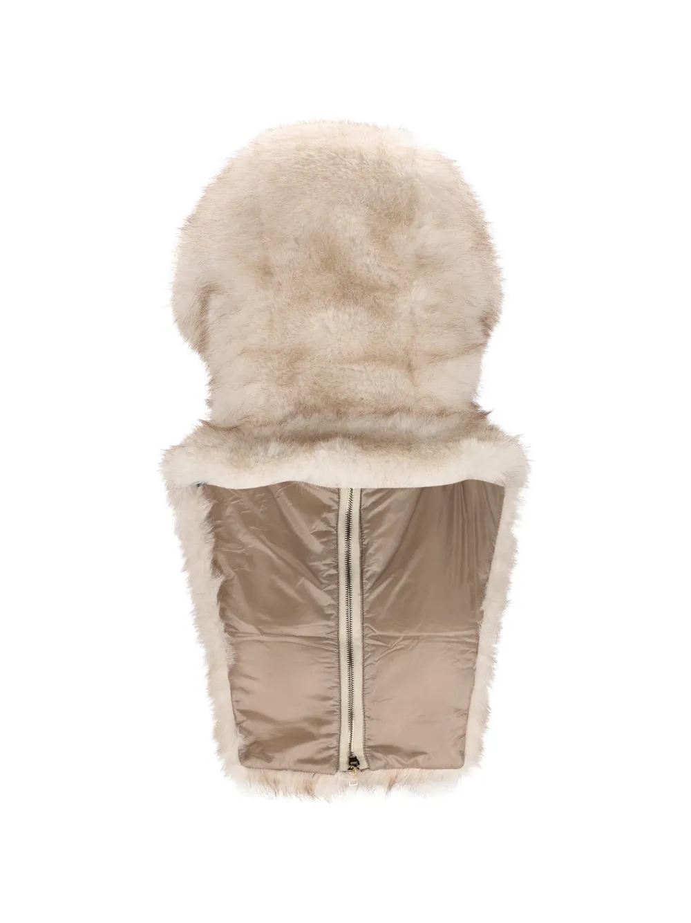 Herno Hoodie van imitatiebont met rits Beige