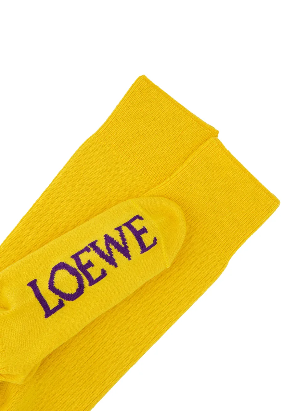 LOEWE Ribgebreide sokken met logo Geel