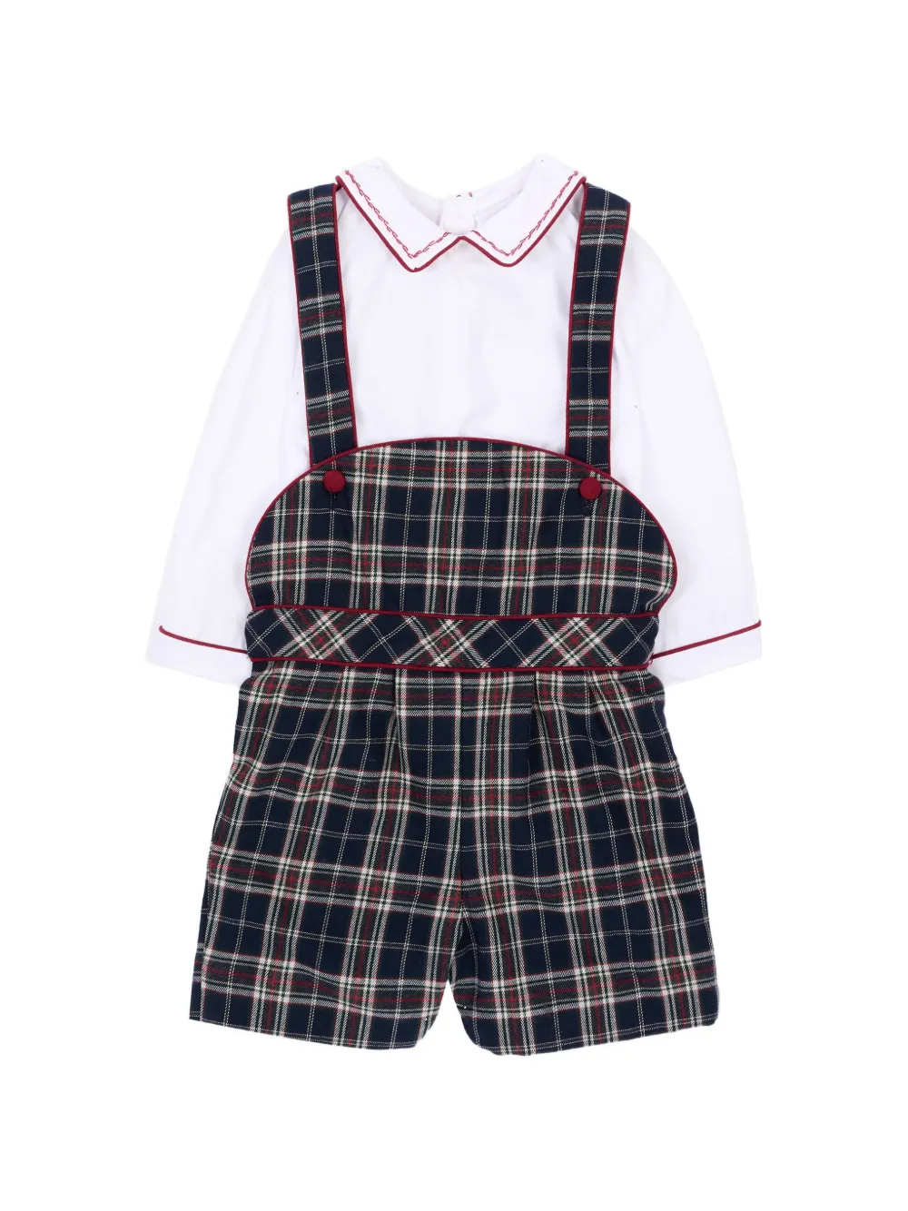 KIDIWI tartan-print dungarees and t-shirt set - Bianco