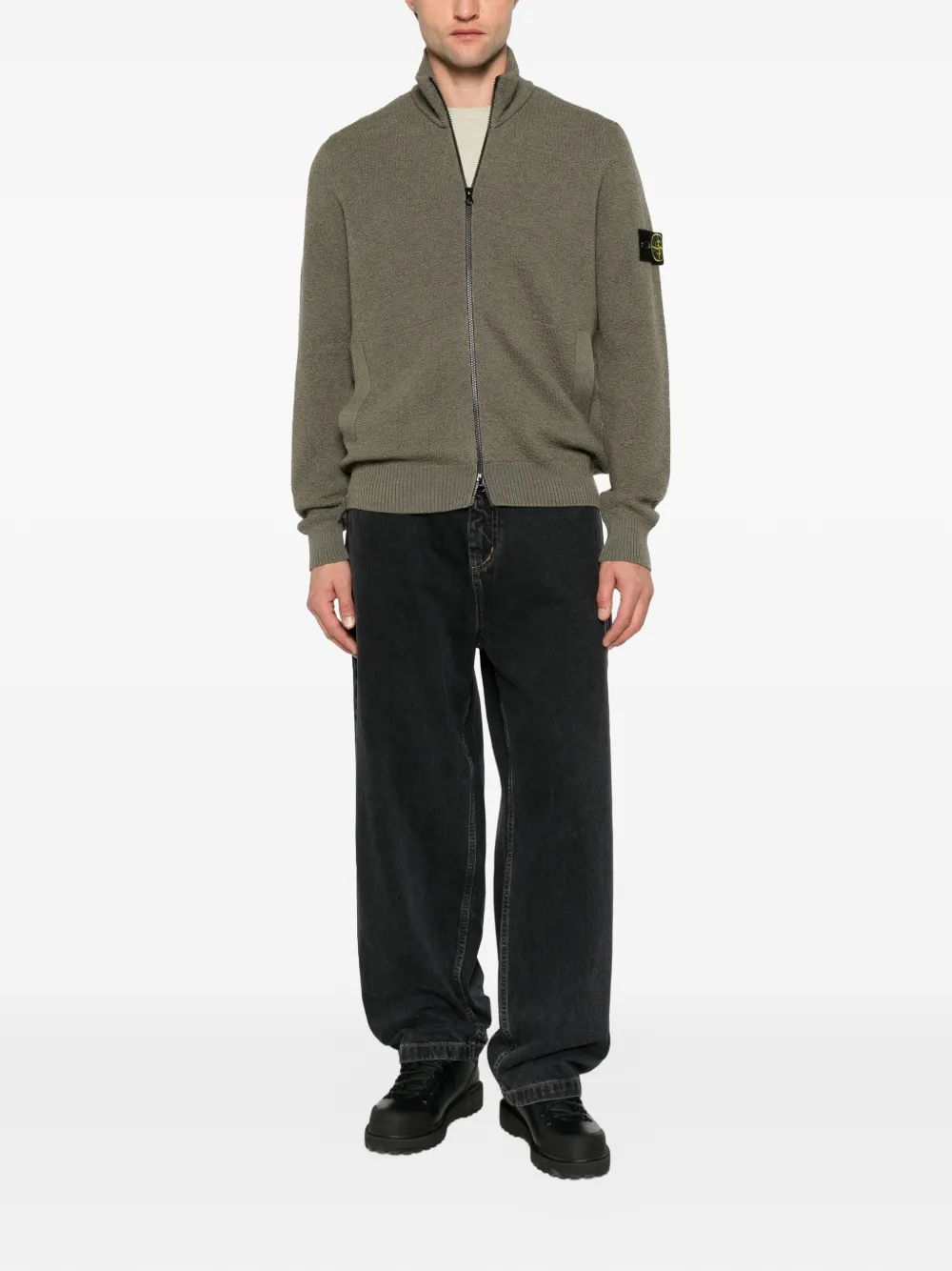 Stone Island Vest met logopatch en rits Groen