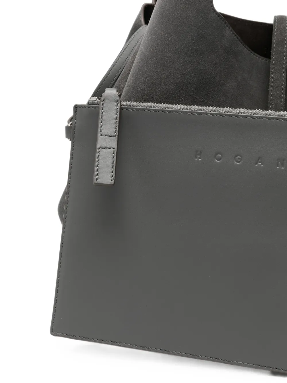 Hogan logo-plaque suede tote bag Grijs