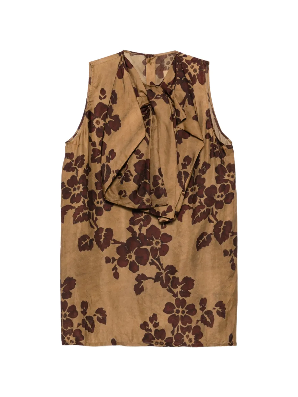 Uma Wang floral-print draped blouse - Marrone