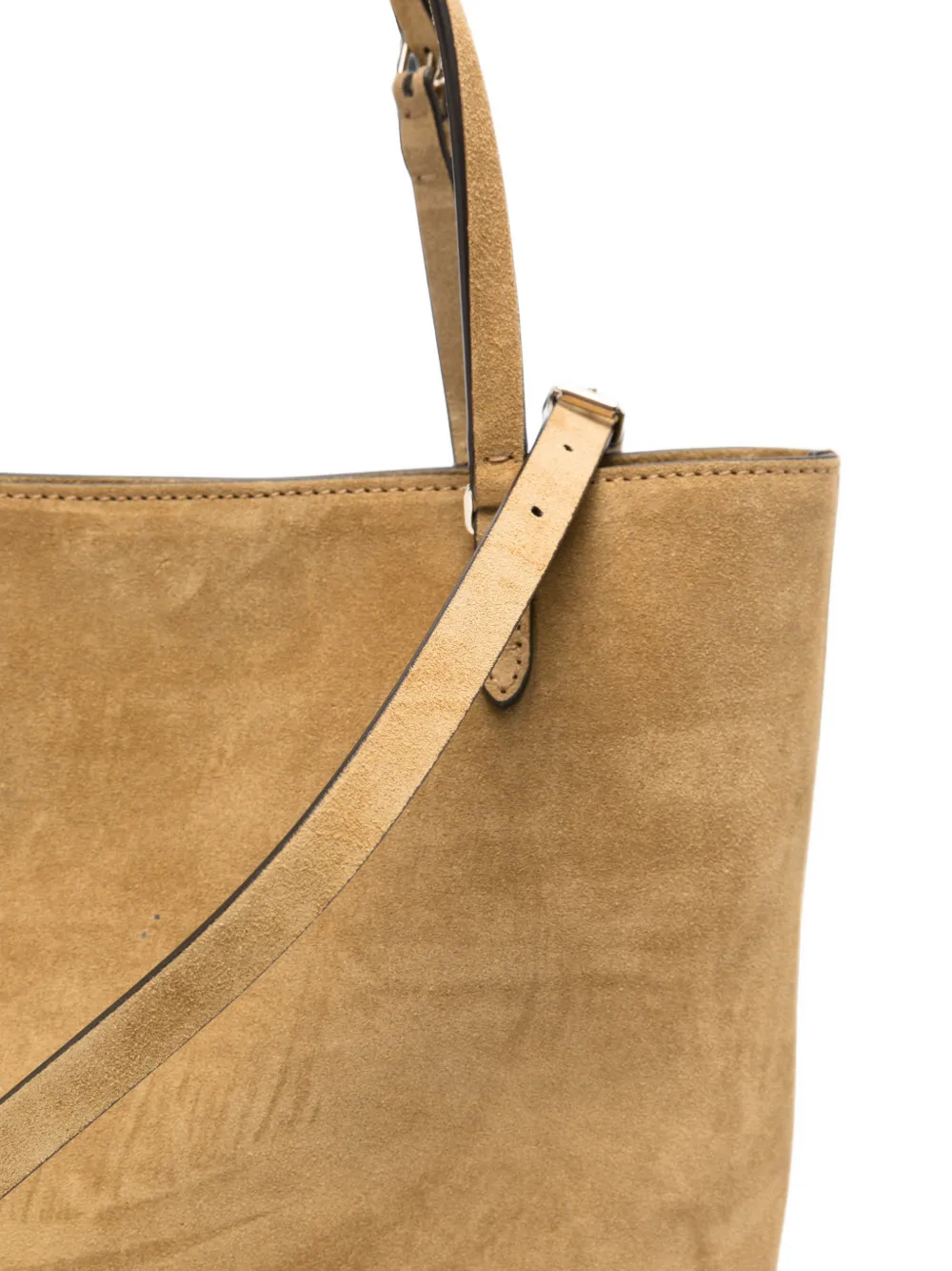 Valentino Garavani beige suede small Rockstud bucket bag