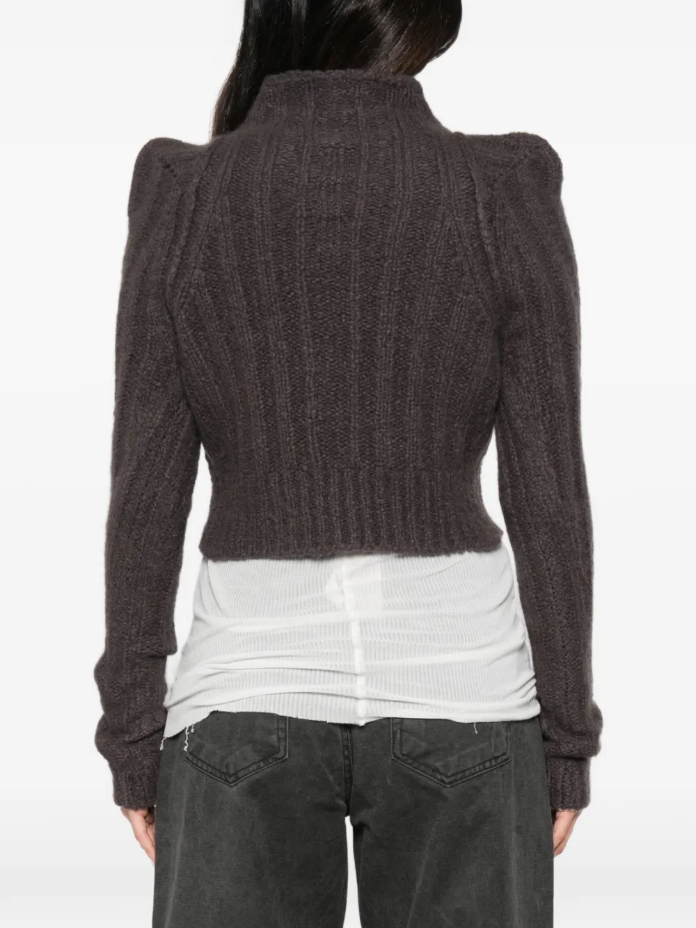 Rick Owens Ribgebreide trui met gewatteerde schouders Bruin