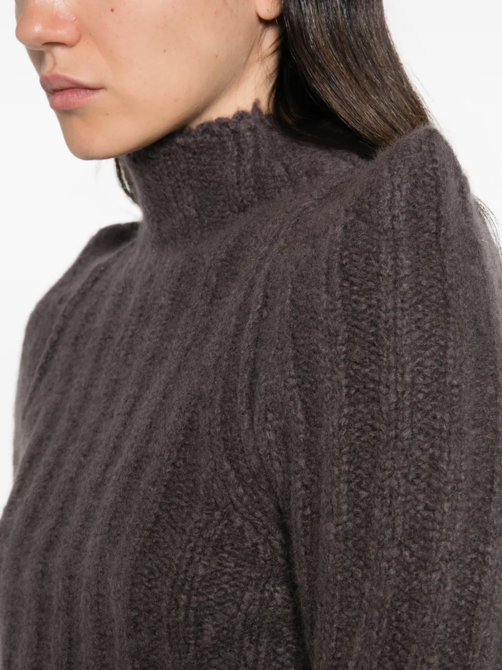 Rick Owens Ribgebreide trui met gewatteerde schouders Bruin