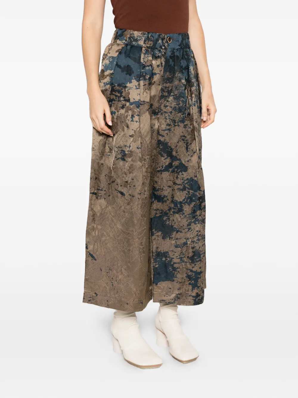 Uma Wang Poetic cropped broek met wijde pijpen Bruin
