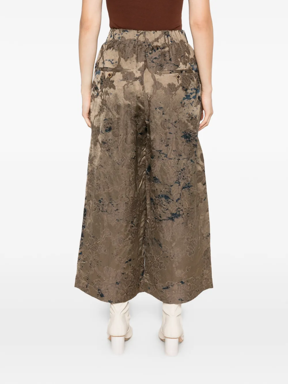 Uma Wang Poetic cropped broek met wijde pijpen Bruin