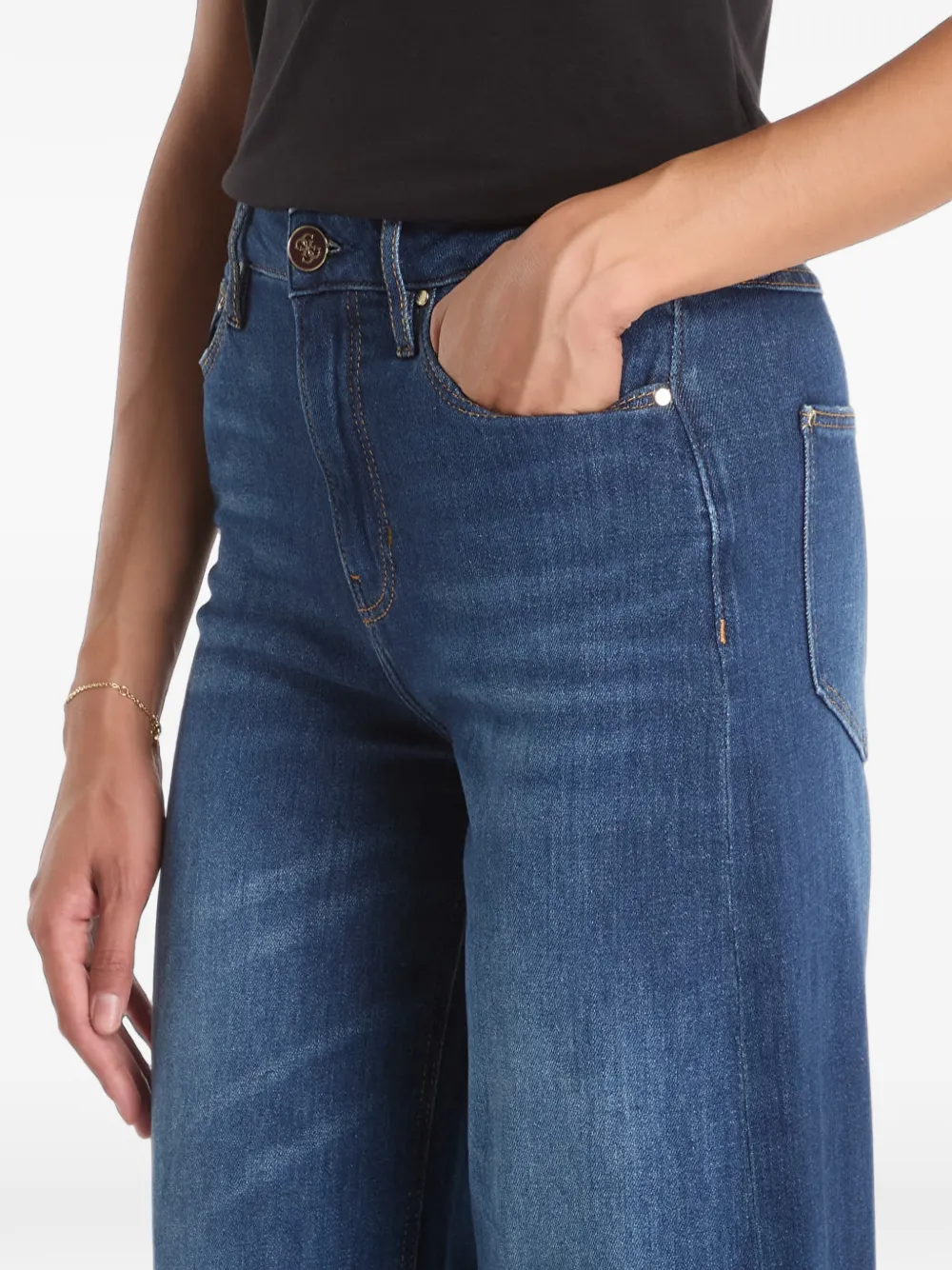 GUESS USA Bellflower whiskered wide-leg jeans Blauw