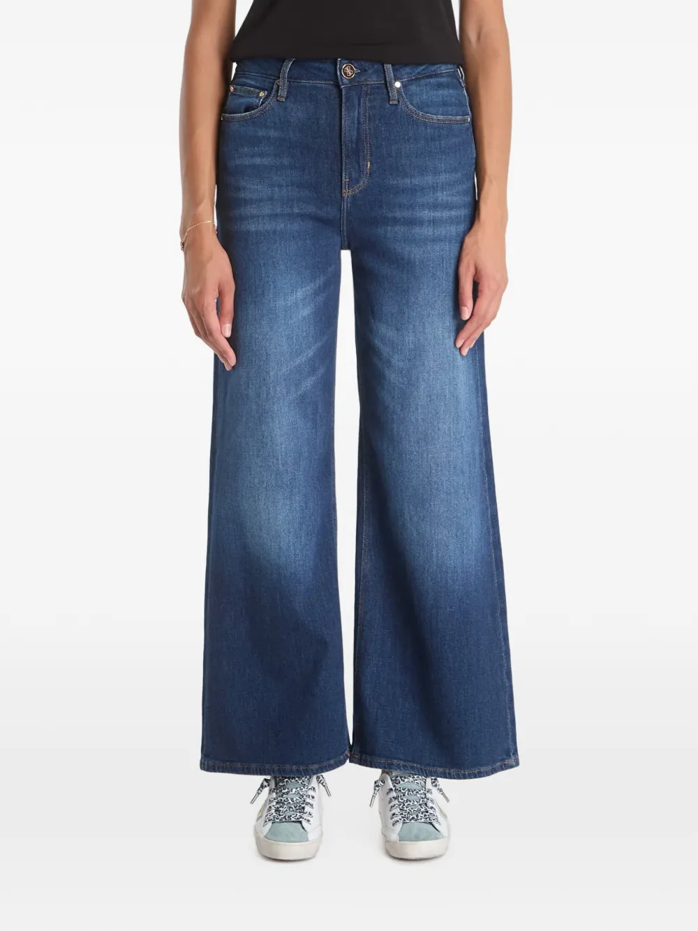 GUESS USA Bellflower whiskered wide-leg jeans - Blu