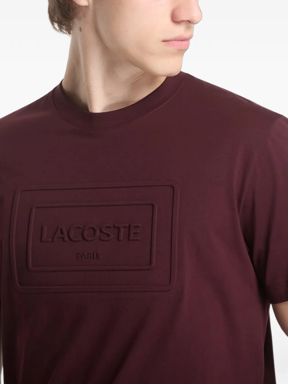 Lacoste T-shirt met logo-reliëf Rood