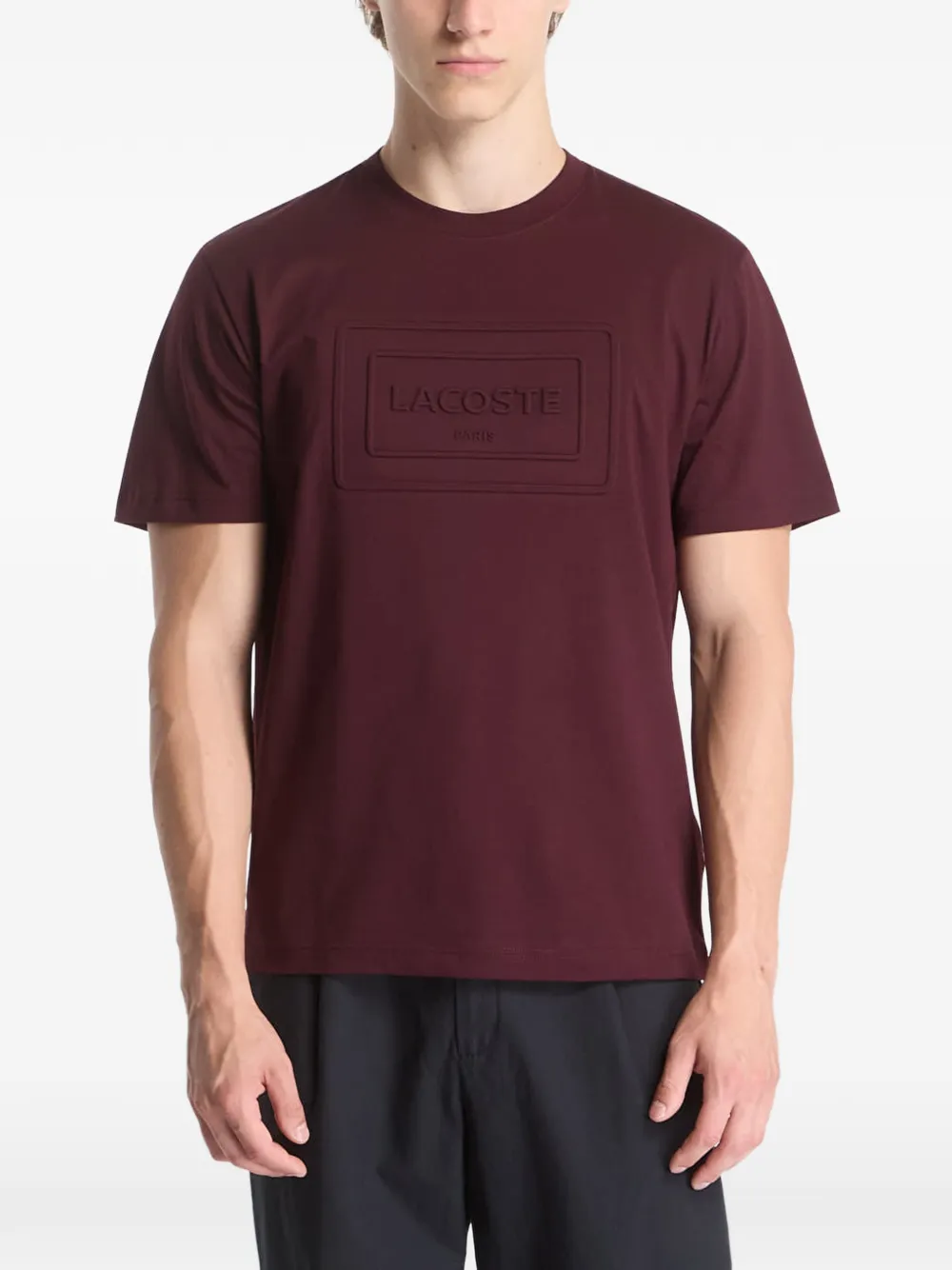 Lacoste logo-embossed T-shirt - Rosso