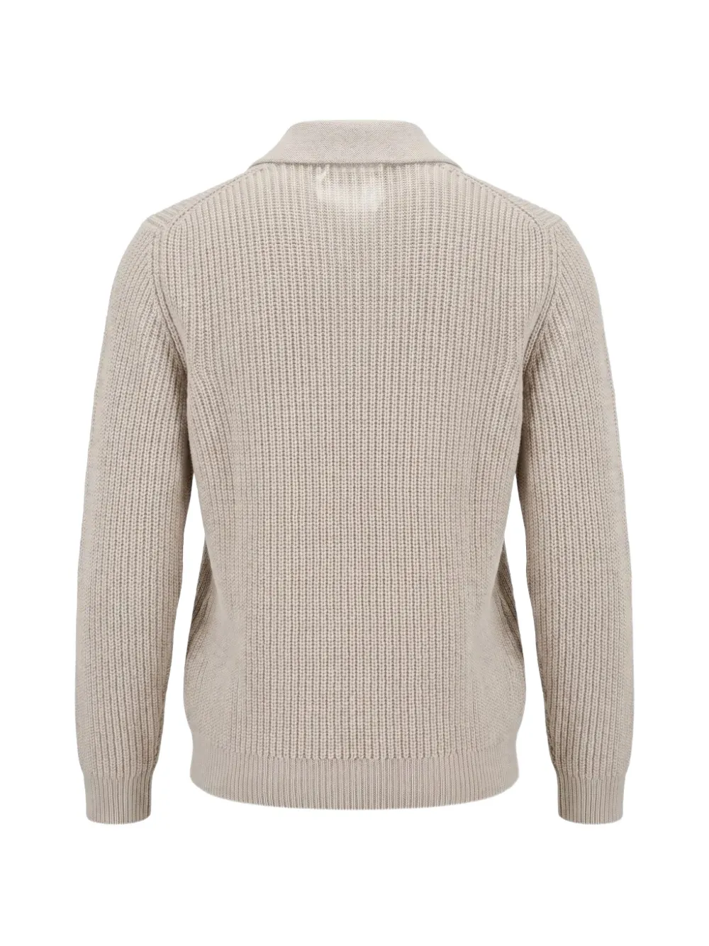 Lardini ribbed-knit spread-collar cardigan Beige