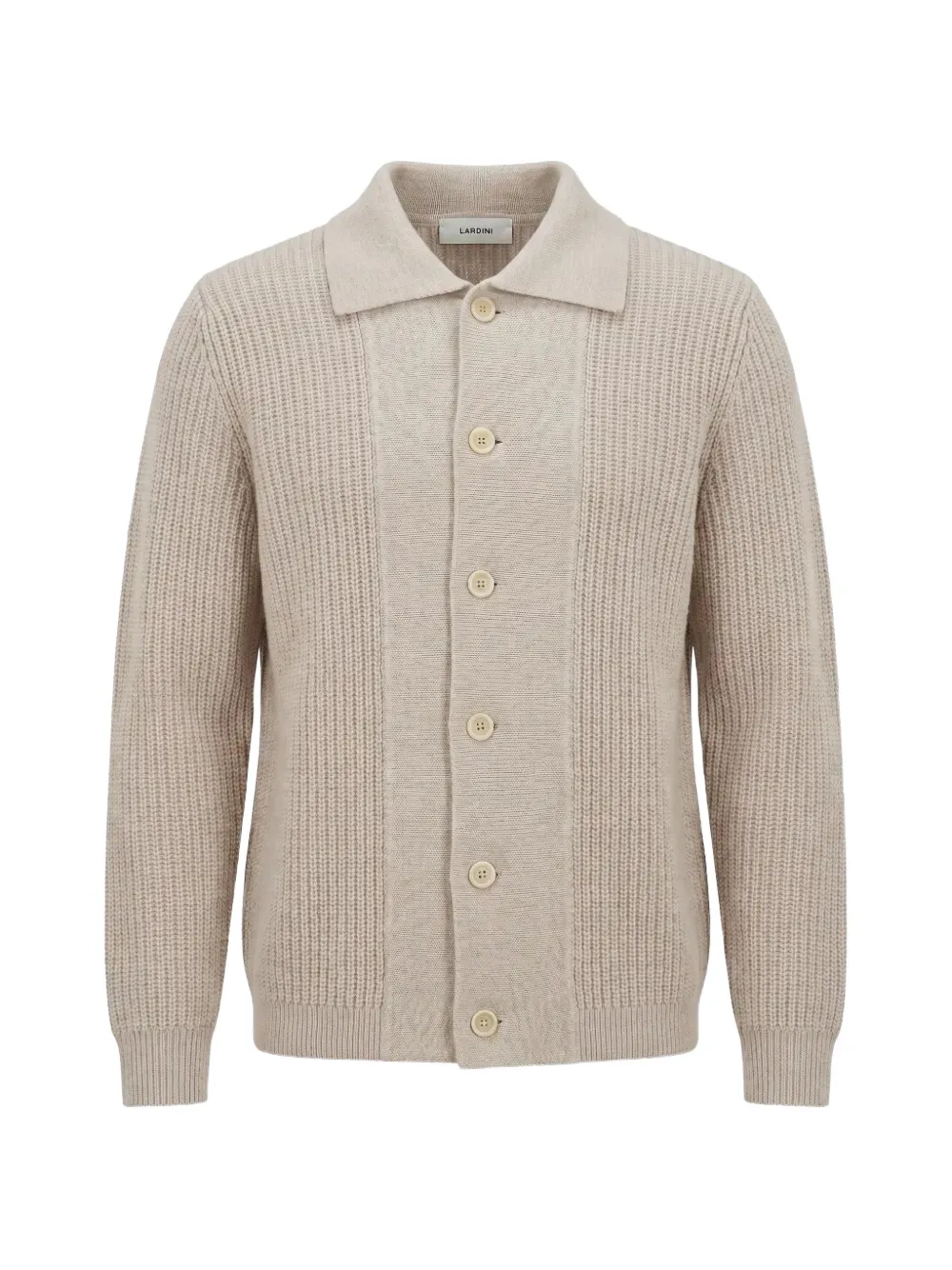 Lardini ribbed-knit spread-collar cardigan Beige