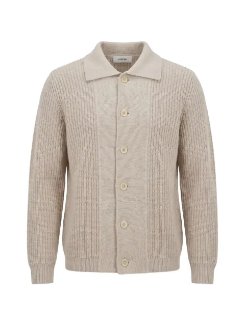Lardini ribbed-knit spread-collar cardigan