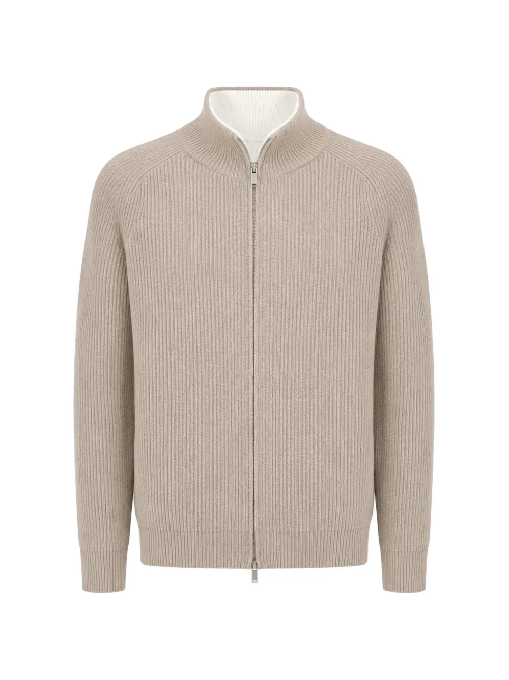 Lardini ribbed-knit zip-up cardigan Beige