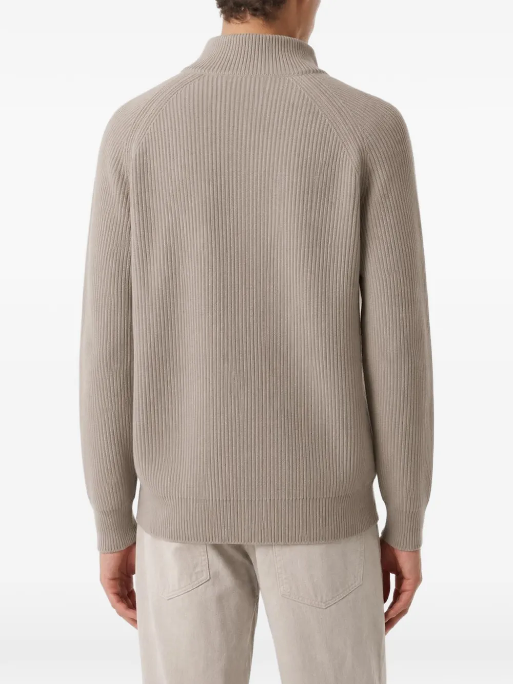 Lardini ribbed-knit zip-up cardigan Beige