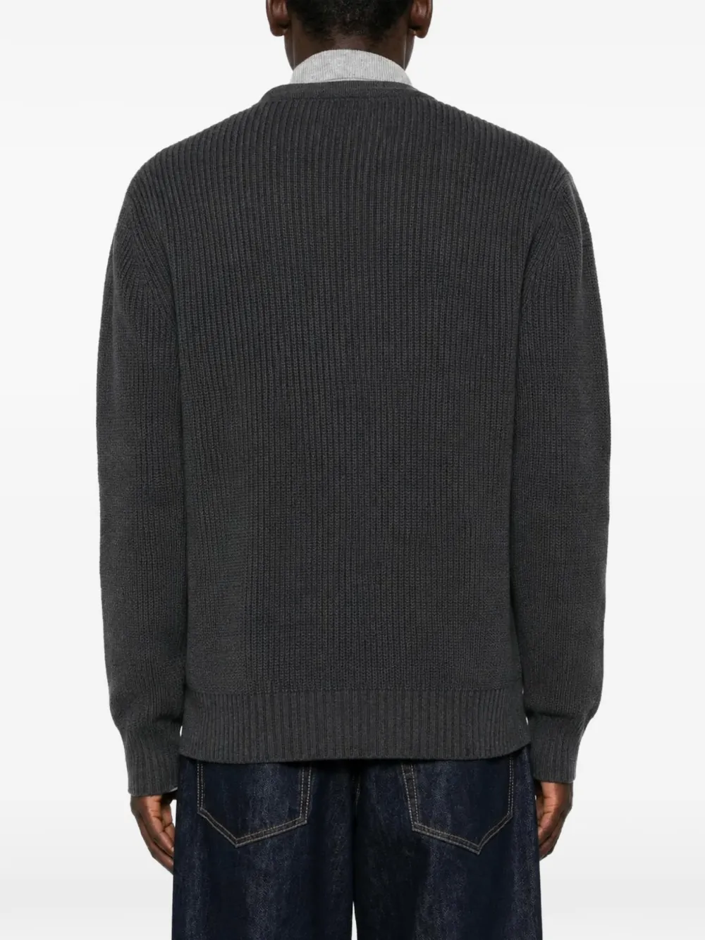 Lardini ribbed-knit V-neck cardigan Grijs