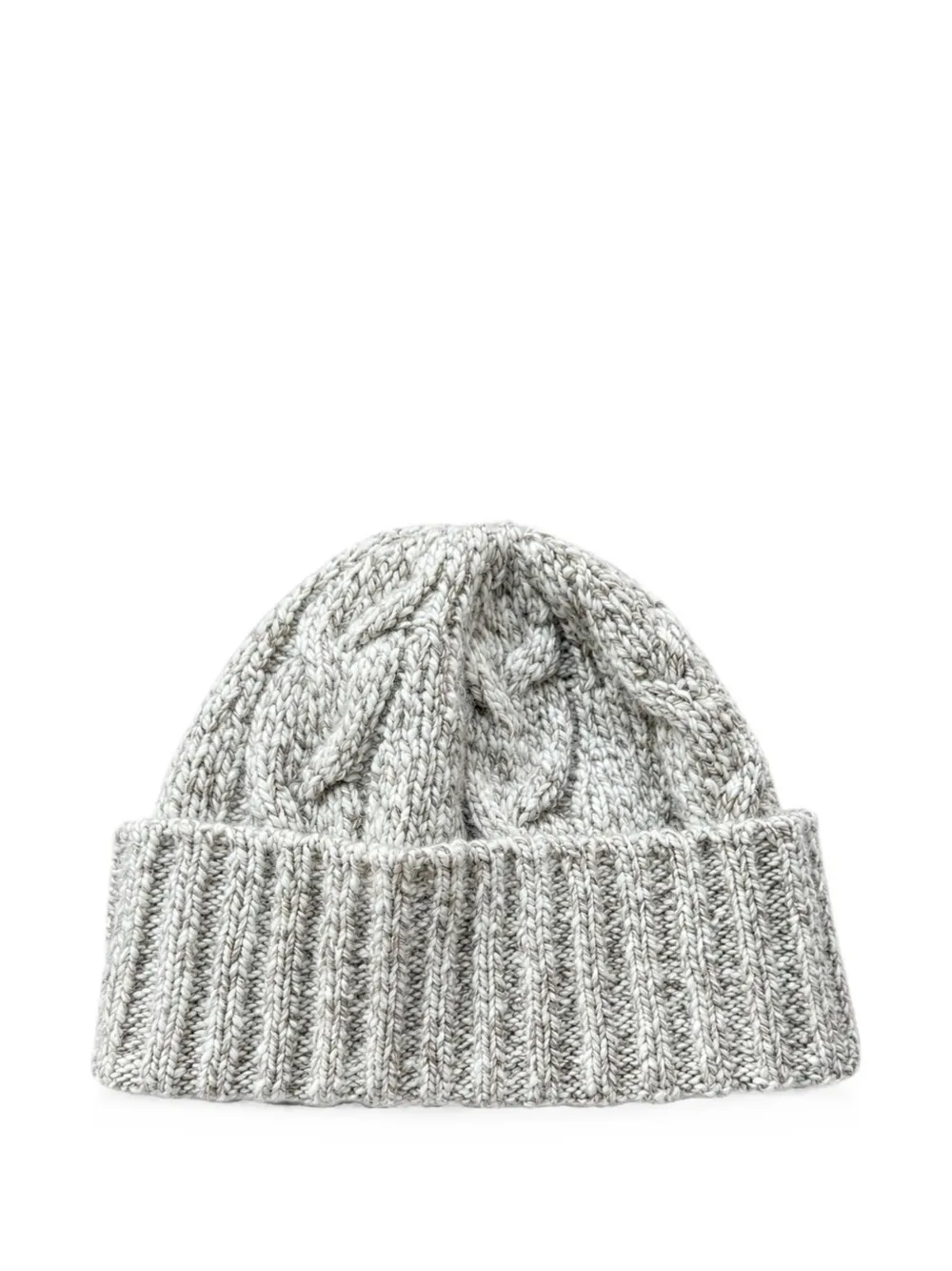 Lardini cable-knit turn-up brim beanie hat Grijs
