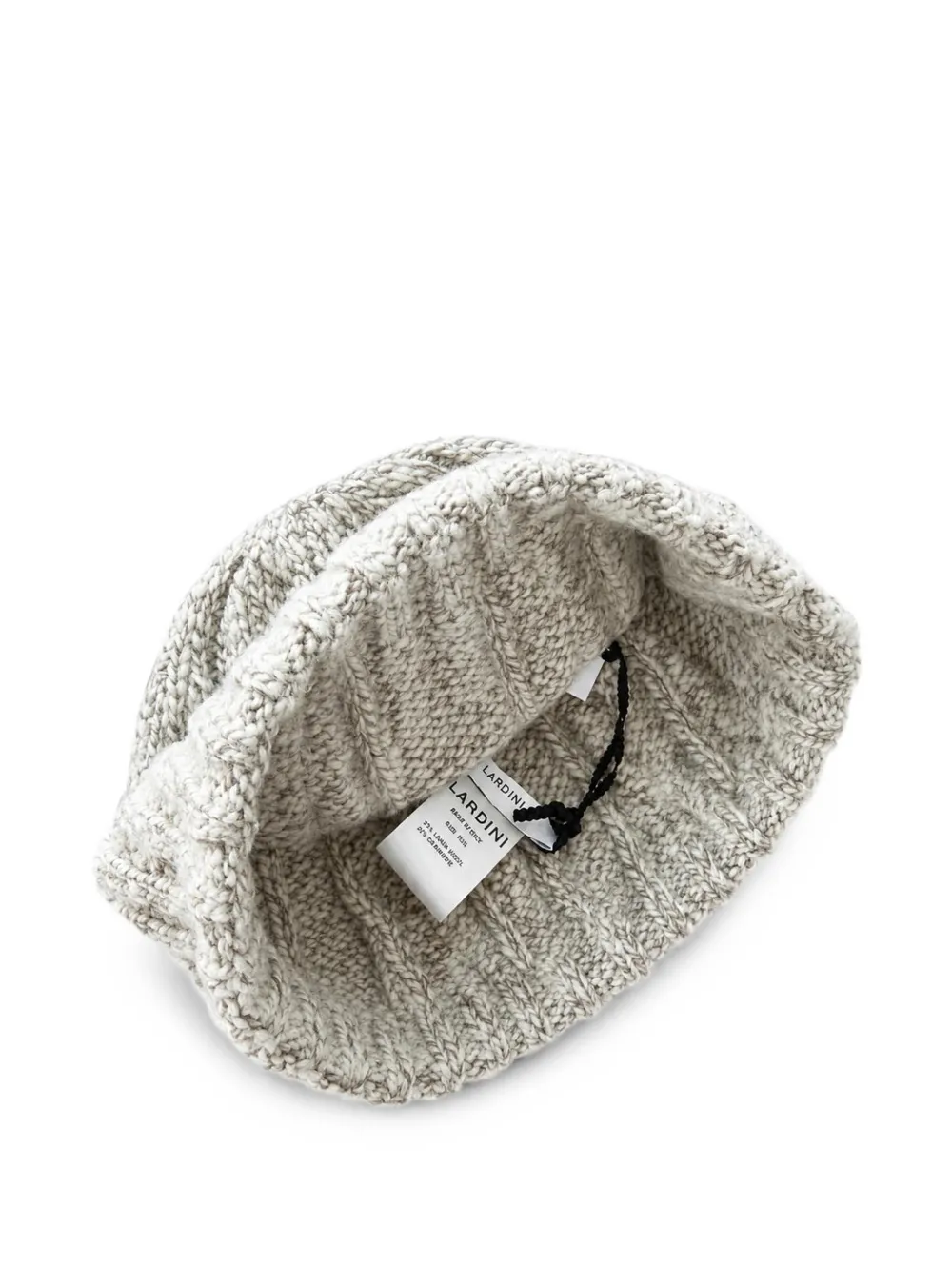 Lardini cable-knit turn-up brim beanie hat Grijs
