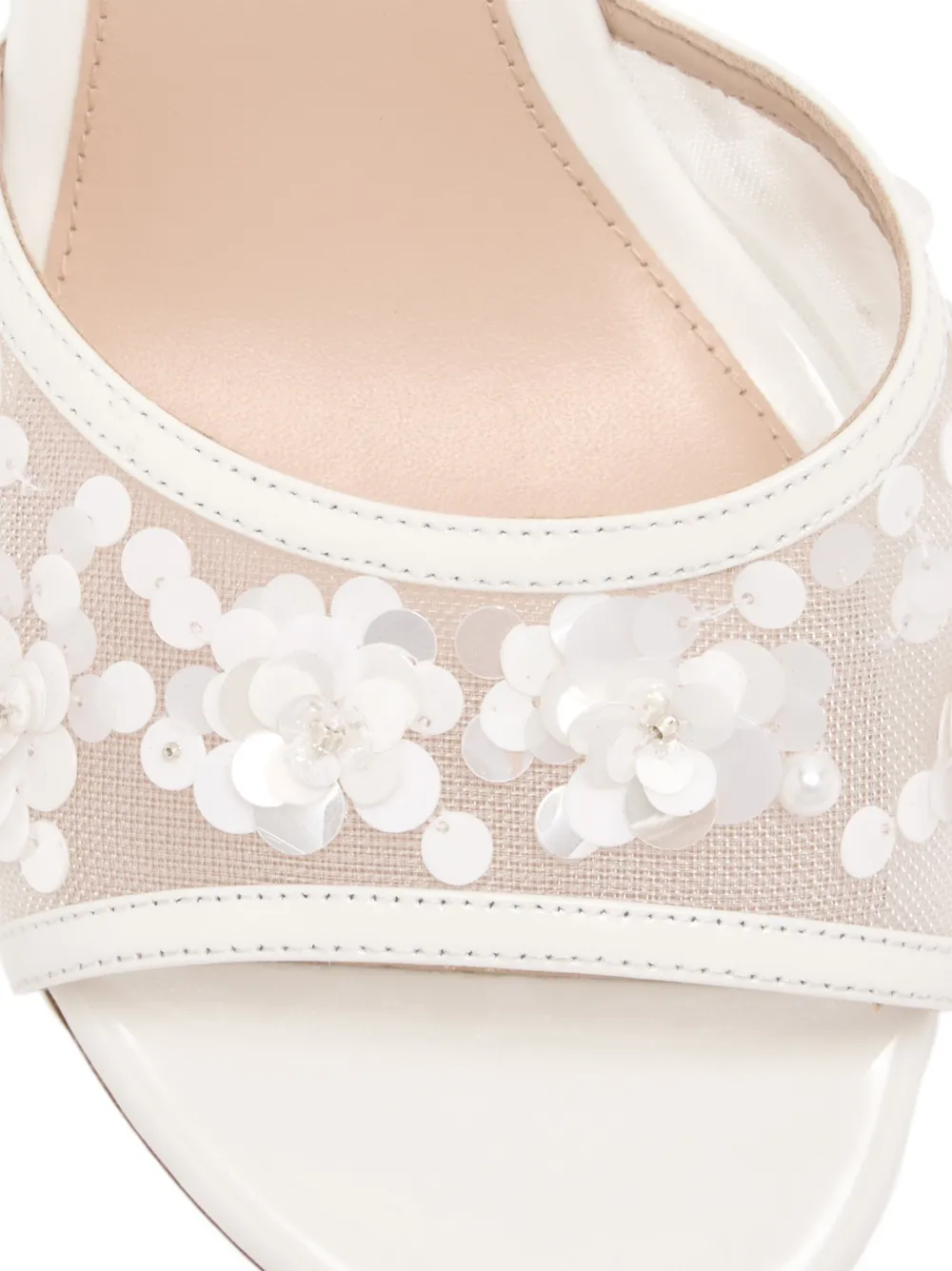 Stuart Weitzman Montrose sequin-embellished mesh sandals Wit