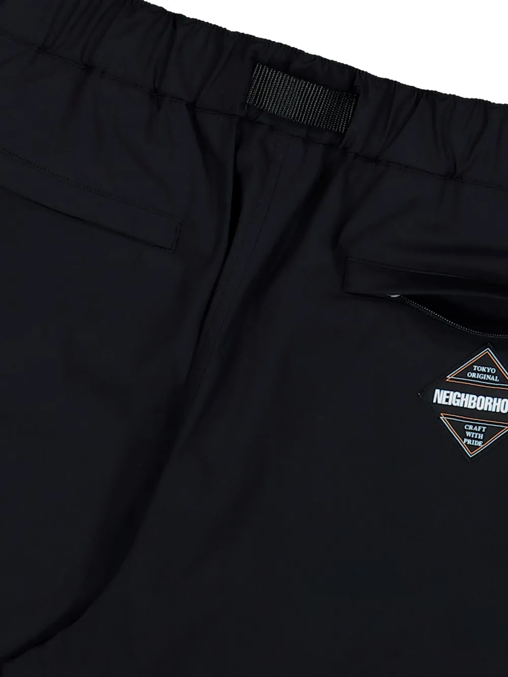 Neighborhood belted logo-print shorts Zwart