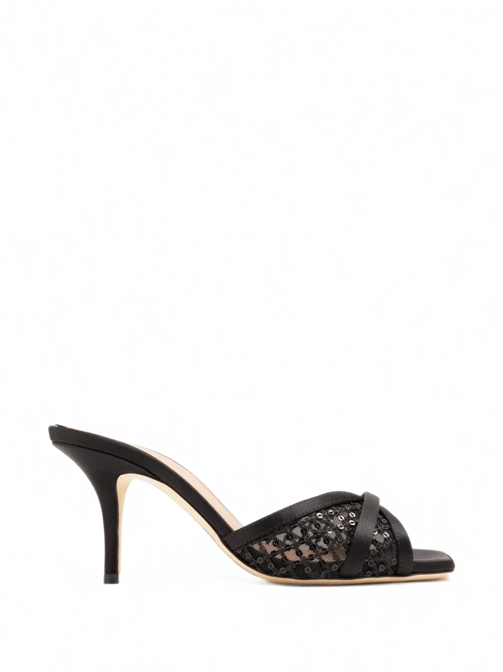 Malone Souliers Perla sequin-embellished mesh heeled mules - Nero