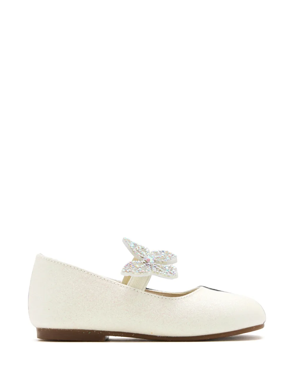 BabyWalker butterfly-embellished metallic ballet flats - Bianco